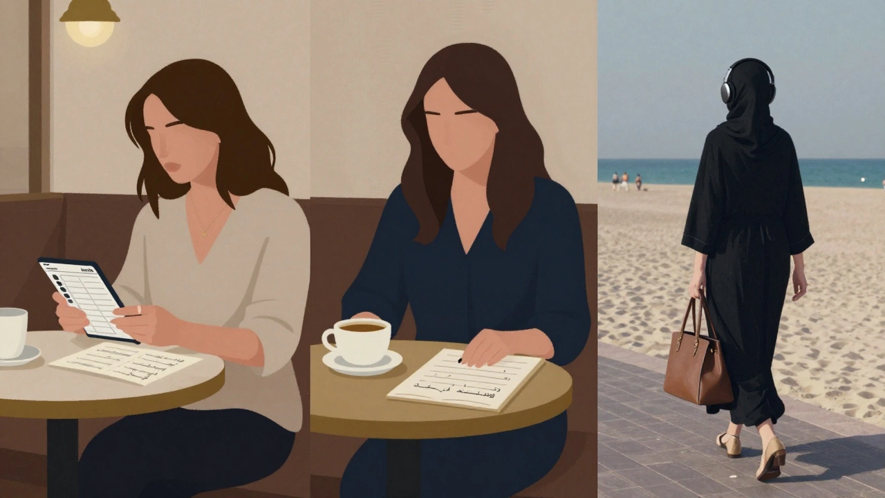 Three anonymous Russian women in Dubai live quiet, independent lives — studying, working, and walking through the city.